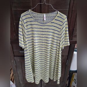 Silhouette Women's Plus Size Tunic Size 2X Yellow Blue Short Sleeve Scoop Neck